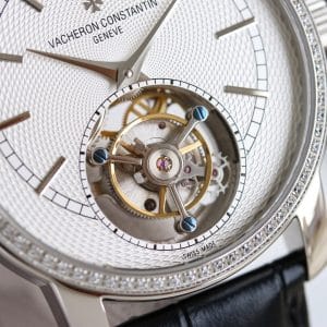 Super Clone Vacheron Constantin Traditionnelle 41mm Silver Dial White Gold Case Leather Strap H8 Factory
