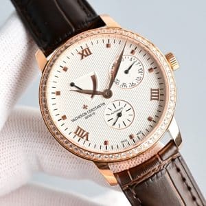 Super Clone Vacheron Constantin Traditionnelle 47192/000R 41mm Silver Dial Rose Gold Case Leather Strap KM Factory
