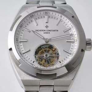 Super Clone Vacheron Constantin Overseas Tourbillon Silver Dial Stainless Steel Bracelet · BBS Factory