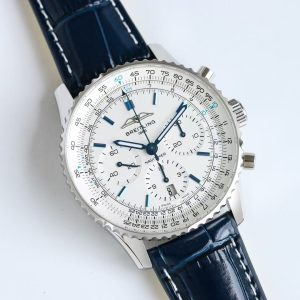 Breitling Navitimer Super Clone – BLS Factory Stainless Steel White Dial Blue Hands on Blue Leather