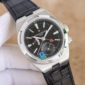 Super Clone Vacheron Constantin Overseas Dual Time 41mm Blue Dial Leather Strap T1 Factory