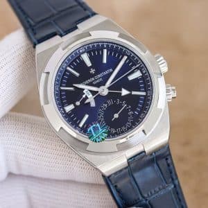 Super Clone Vacheron Constantin Overseas Dual Time 41mm Blue Dial Leather Strap T1 Factory