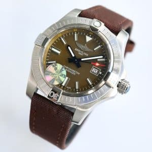 Super Clone Breitling Avenger 43 Brown Dial Stainless Steel Military Strap GF Factory (Angle II Edition)