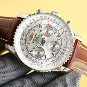 Breitling Navitimer Super Clone by BLS Factory — Steel Case, Silver Dial, Brown Leather Strap