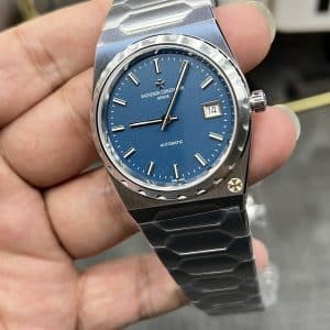 Super Clone Vacheron Constantin Historiques 222 37mm Blue Dial Steel Case Integrated Bracelet TW Factory