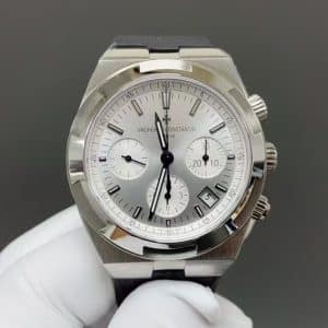 Super Clone Vacheron Constantin Overseas Chronograph 42.5mm Silver Dial Stainless Steel Rubber Strap VC Factory