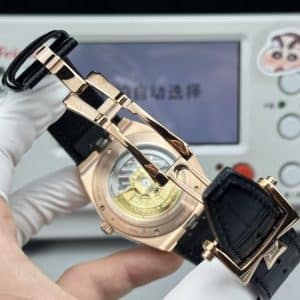 Super Clone Vacheron Constantin Overseas Perpetual Calendar Ultra-Thin 41.5mm Rose Gold Silver Dial Leather Strap 8F Factory