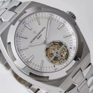 Super Clone Vacheron Constantin Overseas Tourbillon Silver Dial Stainless Steel Bracelet · BBS Factory