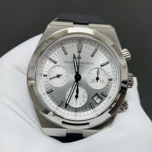 Super Clone Vacheron Constantin Overseas Chronograph 42.5mm Silver Dial Stainless Steel Rubber Strap VC Factory