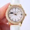 Super Clone Vacheron Constantin Égérie 4605F/000R-B496 36.5mm White Dial Rose Gold Case Leather Strap ZF Factory