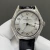 Super Clone Vacheron Constantin Fiftysix 40mm Silver Sector Dial Steel Case Diamond Bezel Leather Strap TW Factory