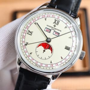 Super Clone Vacheron Constantin Historiques 3110V/000R-B426 40mm Cream Dial Rose Gold Case Leather Strap TW Factory