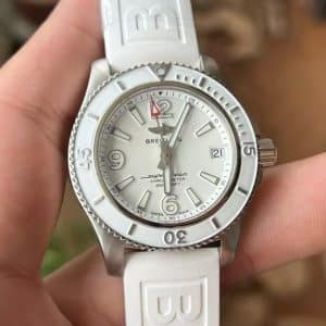 Super Clone Breitling Superocean 44 White Dial Stainless Steel White Rubber Strap BLS Factory