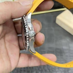 Super Clone Breitling Superocean 44 Rainbow Index Black Dial Stainless Steel Yellow Rubber Strap BLS Factory