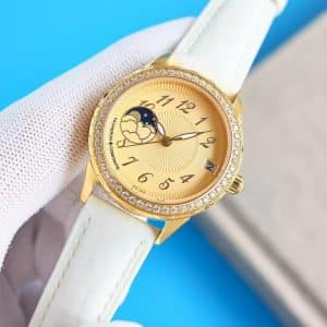 Super Clone Vacheron Constantin Égérie 4605F/000R-B496 36.5mm Champagne Dial Rose Gold Case Leather Strap ZF Factory