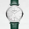 Super Clone Vacheron Constantin Patrimony 40mm Silver Engraved Dial White-Gold Case Green Leather Strap MKS Factory