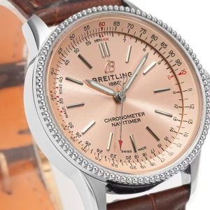 Breitling Navitimer Super Clone by BLS Factory — Silver Case, Soft Rose Dial, Brown Leather in Daily Light