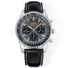 Breitling Navitimer Super Clone by BLS Factory — Steel Case, Dark Dial, Black Leather Strap