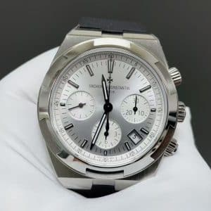 Super Clone Vacheron Constantin Overseas Chronograph 42.5mm Silver Dial Stainless Steel Rubber Strap VC Factory