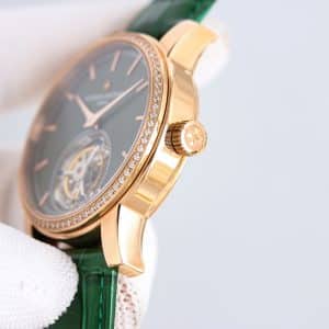 Super Clone Vacheron Constantin Traditionnelle 89000 Series 41mm Green Dial White Gold Case Leather Strap KB Factory