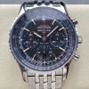 Breitling Navitimer Chronograph Super Clone – BLS Factory Silver Case Black Dial on Steel Bracelet