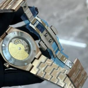 Super Clone Vacheron Constantin Overseas 41mm Green Dial Rose Gold Stainless Steel Integrated Bracelet PPF Factory