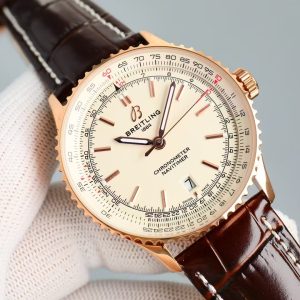 Breitling Navitimer Automatic Super Clone – TW Factory Rose Gold Cream Dial on Leather
