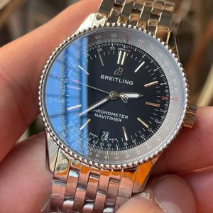 Breitling Navitimer Super Clone – BLS Factory Silver Case Black Dial on Steel Bracelet