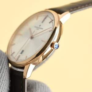 Super Clone Vacheron Constantin Patrimony 40mm Silver Engraved Dial White-Gold Case Black Leather Strap MKS Factory