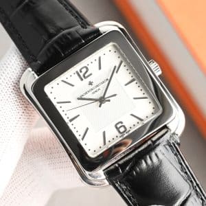 Super Clone Vacheron Constantin Historiques Square 36mm White Dial Steel Case Leather Strap VC+ Factory