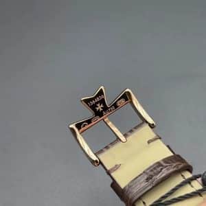 Super Clone Vacheron Constantin Patrimony 40mm White Dial Rose-Gold Case Brown Gradient Leather Strap MKS Factory (Ref. 85180 · 9015-Based 2450 Clone)