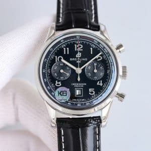 Super Clone Breitling Premier Chronograph 42 Black Dial Stainless Steel Black Leather KB Factory