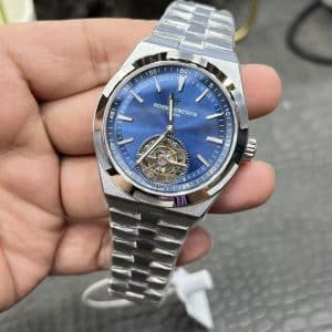 Super Clone Vacheron Constantin Overseas Tourbillon 42.5mm Blue Dial Stainless Steel Integrated Bracelet BBR Factory