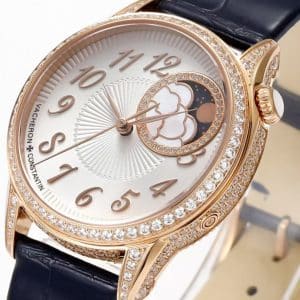 Super Clone Vacheron Constantin Égérie 4605F/000R-B496 37mm Silver Dial Rose Gold Case Diamond Lug Leather Strap ZF Factory