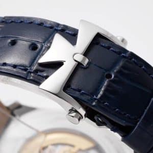Super Clone Vacheron Constantin Fiftysix 4000E/000A-B548 40mm Blue Complete Calendar Steel Case Leather Strap TW Factory