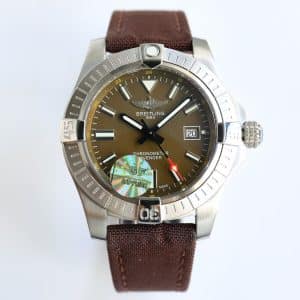 Super Clone Breitling Avenger 43 Brown Dial Stainless Steel Military Strap GF Factory (Angle II Edition)