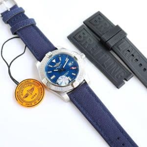 Super Clone Breitling Avenger 43 Blue Dial Stainless Steel Fabric Strap GF Factory