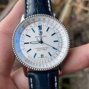 Breitling Navitimer Super Clone – BLS Factory Silver Case White Dial on Black Leather Strap