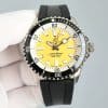 Super Clone Breitling Superocean 44 Yellow Dial Cream Ring Black Bezel on Black Rubber Strap from BLS Factory China Replica Edition