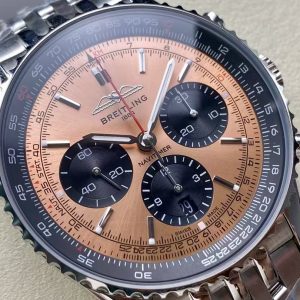 BLS Factory China Super Clone Chronograph Breitling Navitimer 43 Salmon Dial Stainless Steel Bracelet