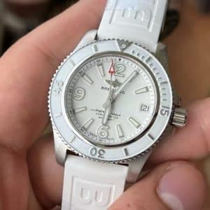 Super Clone Breitling Superocean 44 White Dial Stainless Steel White Rubber Strap BLS Factory