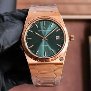 Super Clone Vacheron Constantin Historiques 4200H/000R-9359 37mm Green Dial Rose Gold Case Integrated Bracelet VC+ Factory