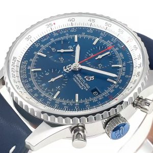 Breitling Navitimer Super Clone – BLS Factory Stainless Steel Blue Dial on Nubuck Leather