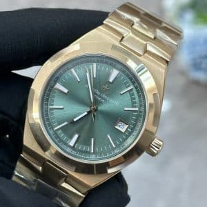 Super Clone Vacheron Constantin Overseas 41mm Green Dial Rose Gold Stainless Steel Integrated Bracelet PPF Factory