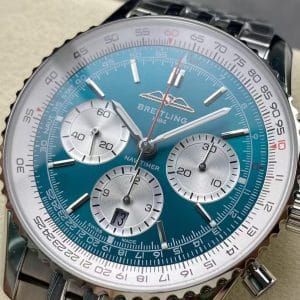 Super Clone Breitling Navitimer 43 Turquoise Blue Dial Steel Bracelet by BLS Factory