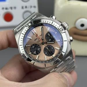Super Clone Breitling Chronomat 42 Champagne Dial Black Subdials Stainless Steel Pilot Bracelet BLS Factory
