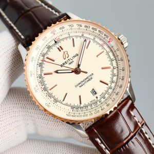 Breitling Navitimer Automatic Super Clone – TW Factory Rose Gold Cream Dial on Leather