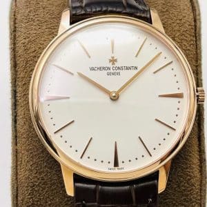 Super Clone Vacheron Constantin Patrimony 40mm Ivory Dial Rose-Gold Case Brown Leather Strap MKS Factory (Ref. 81180 · 9039 Ultra-Thin Movement)