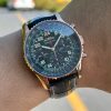 Breitling Navitimer Super Clone – BLS Factory Rose Gold Case Black 24-Hour Dial on Black Leather