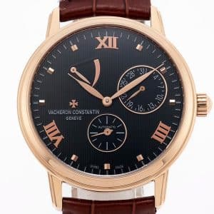 Super Clone Vacheron Constantin Traditionnelle 47200/000G-9019 41mm Black Dial Rose Gold Case Leather Strap TW Factory